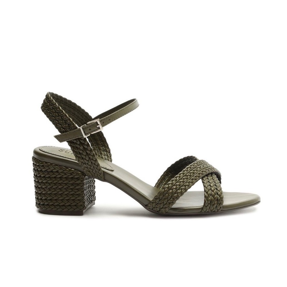 Schutz Green Karima Braided Block Heel Sandals‎ Size 10